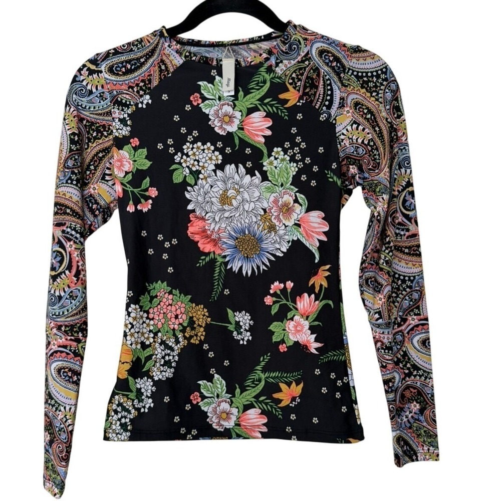Maaji Floral Rashguard Swim Long Sleeve Top Girls Size Small (12 year )‎